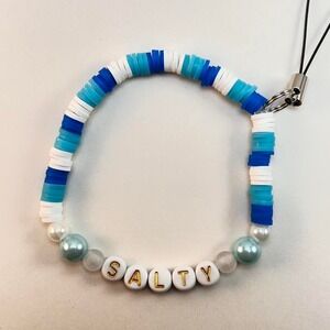Colorful Heishi Phone Charm | Beachy Summer, Handmade, Spells out "Salty"